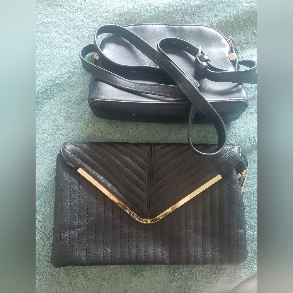 A New Day Black and Gold Quilted Clutch